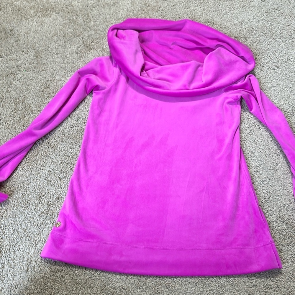 Lilly Pulitzer Belinda Velour Off The Shoulder Sweater Pink XXS NWT